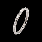 Alternating CZ & Pyramid Stud Side Facing Hinged Segment Clicker Hoop Earring / Nosering – Titanium
