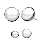 Bezel Set White Pearl Front Facing Flatback Stud Earring / Nosering - Titanium
