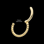 Twisted Rope Front Facing Hinged Segment Clicker Hoop Earring / Nosering – 14Kt Yellow Gold