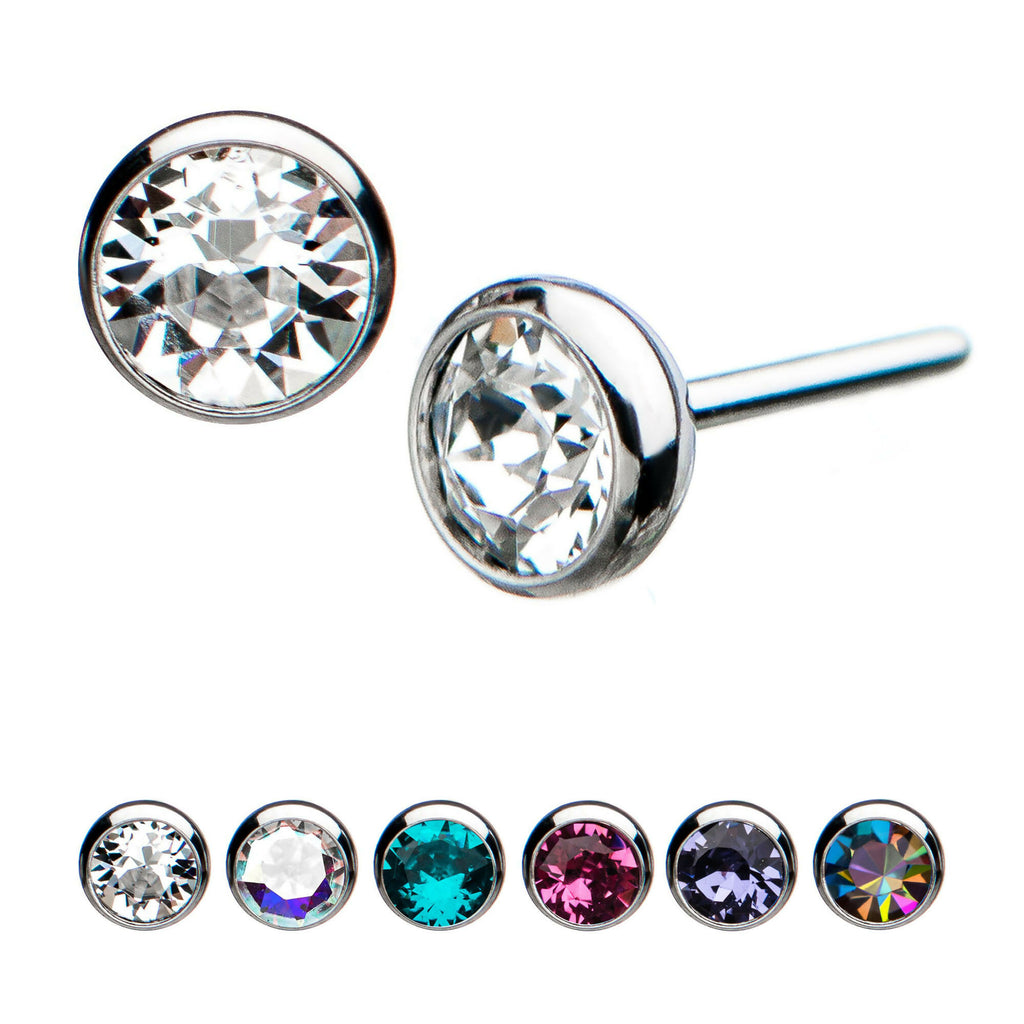 Bezel Set Swarovski Crystal Front Facing Flatback Stud Earring / Nosering - Swarovski Crystal in Titanium