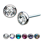 Bezel Set Swarovski Crystal Front Facing Flatback Stud Earring / Nosering - Swarovski Crystal in Titanium