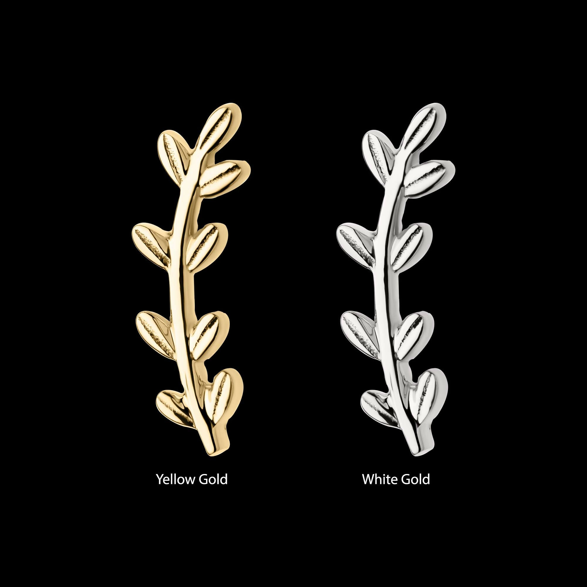 14Kt Gold Threadless Leaf Top