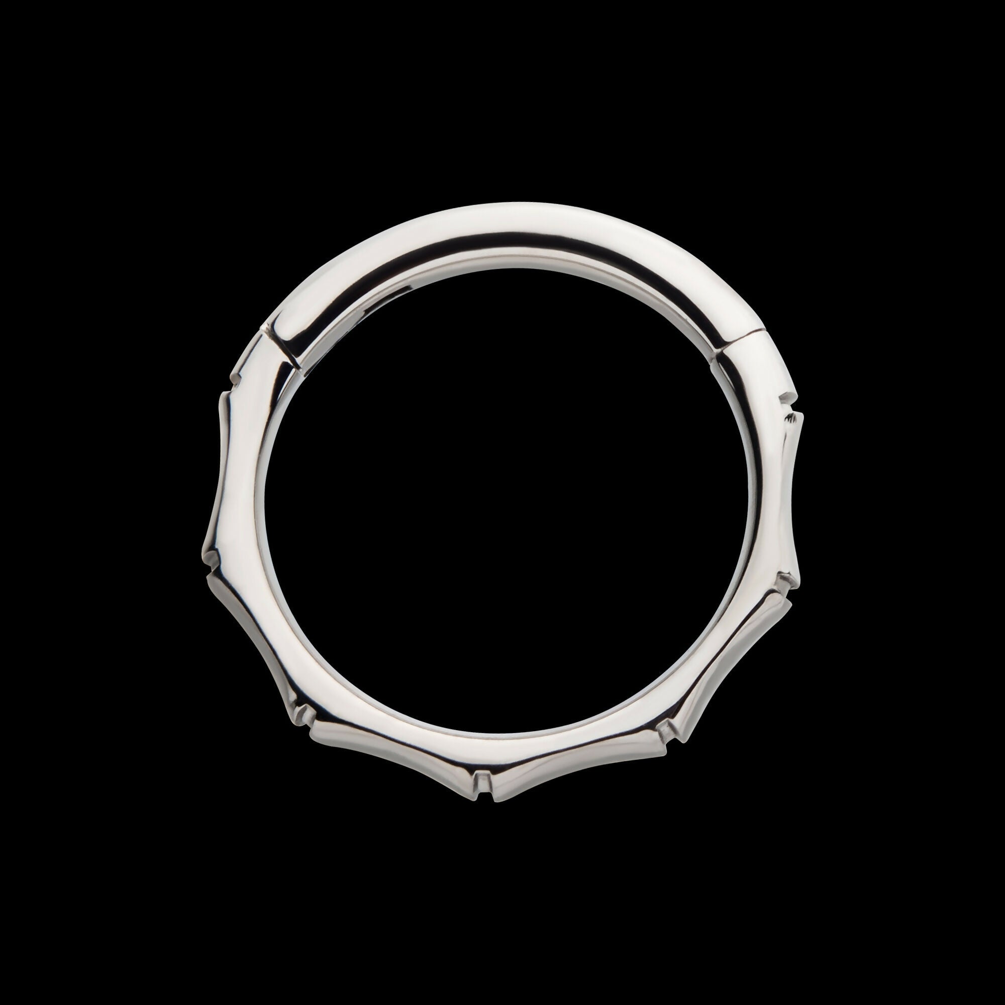 Bamboo Design Side Facing Hinged Segment Clicker Hoop Earring / Nosering – Titanium