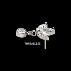 Titanium Threadless 3 Marquise Fan Top with Bezel Gem Dangle