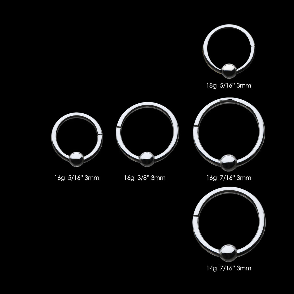 3mm Ball Hinged Segment Ring Earring / Nosering – Titanium