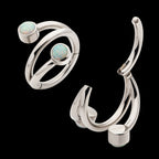 Double Ended Twist Side Facing Hinged Segment Clicker with Bezel Set White Opal Hoop Earring / Nosering – Titanium