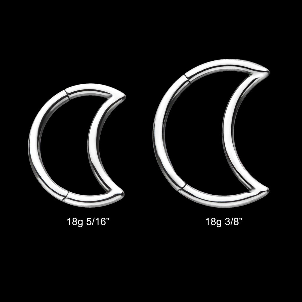 Crescent Moon Hinged Segment Clicker Hoop Earring / Nosering – Titanium