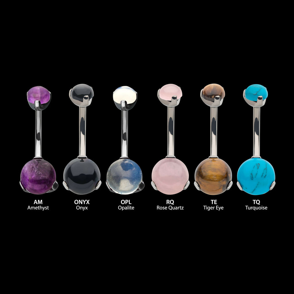 Internally Threaded Double CZ Gem 3-Prong Teardrop Navel Curves Earring / Nosering – Titanium