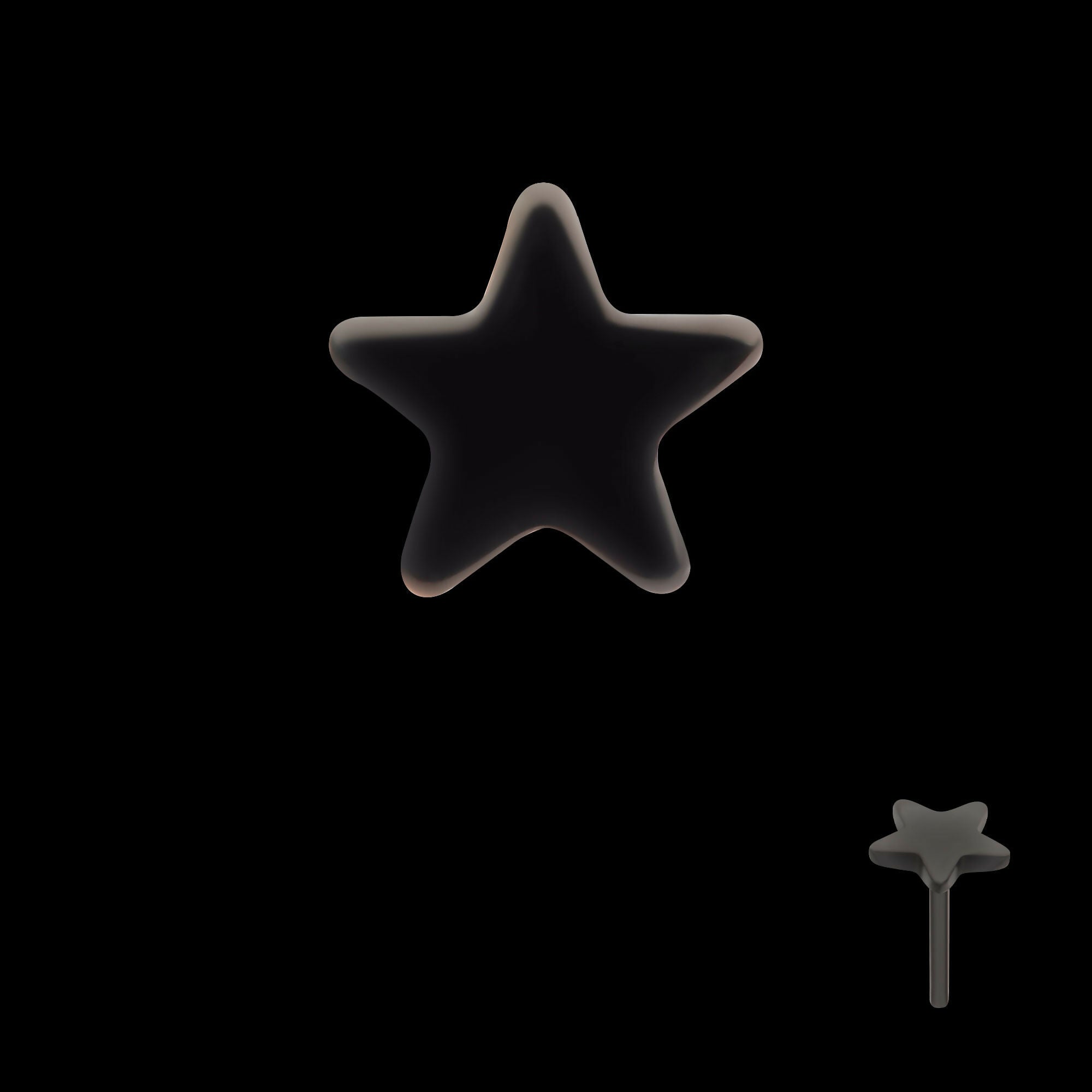 Black PVD Titanium Threadless Star Top