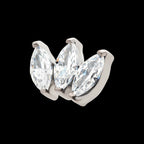 Titanium Threadless with Prong Set Marquise CZ 3-Cluster Top