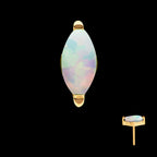 24Kt Gold PVD Titanium Threadless with 2-Prong Marquise Opal Top