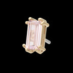 14Kt Yellow Gold Threadless Emerald Cut Pink CZ Top
