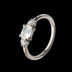 Linear Princess & Round Trio Gem Side Facing Hinged Segment Clickers Hoop Earring / Nosering – Titanium
