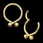 24Kt Gold PVD Titanium Twister Ball Hinged Segment Hoop Clicker Earring / Nosering