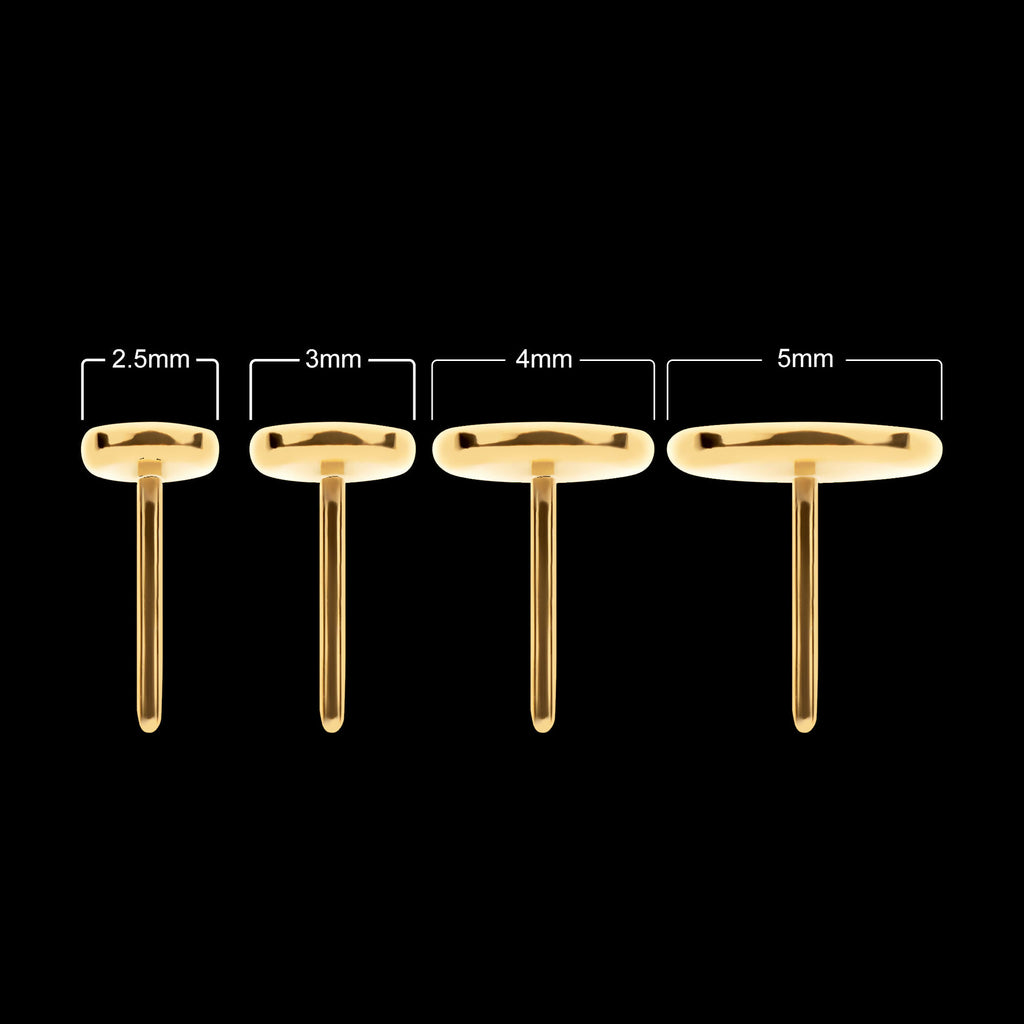 24Kt Gold PVD Titanium Threadless with Flat Disc Top