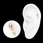 24KT Gold PVD Titanium Threadless Bezel Gem Top with Marquise Dangle