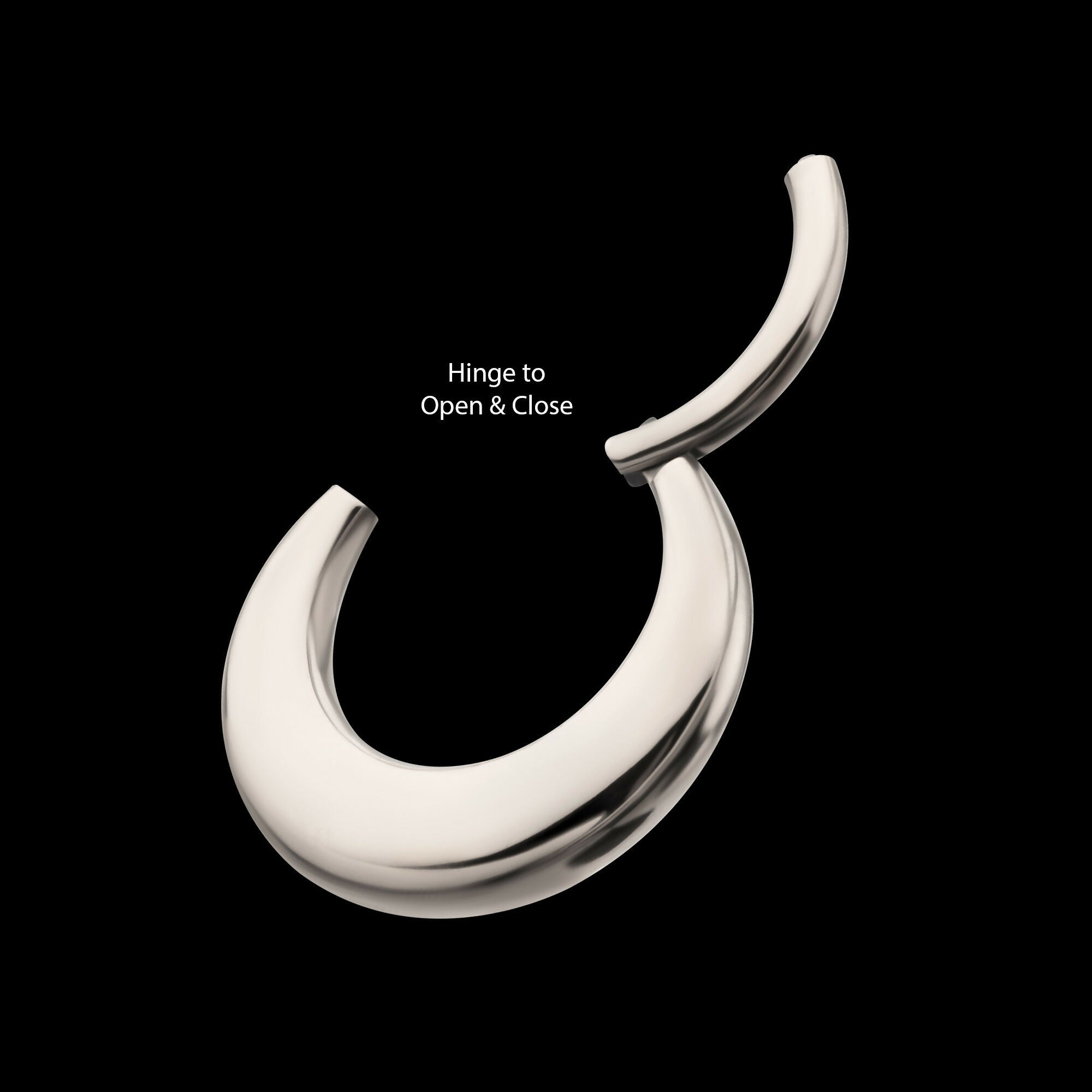 Sleek Dome Septum Front Facing Hinged Segment Clicker Hoop Earring / Nosering – Titanium