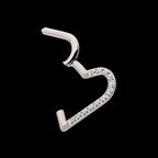CNC Set Gem Heart Front Facing Hinged Segment Clicker (For Left Ear) Hoop Earring / Nosering – Titanium