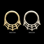 Spiderweb Front Facing Hinged Segment Clicker Hoop Earring / Nosering – 14Kt Gold
