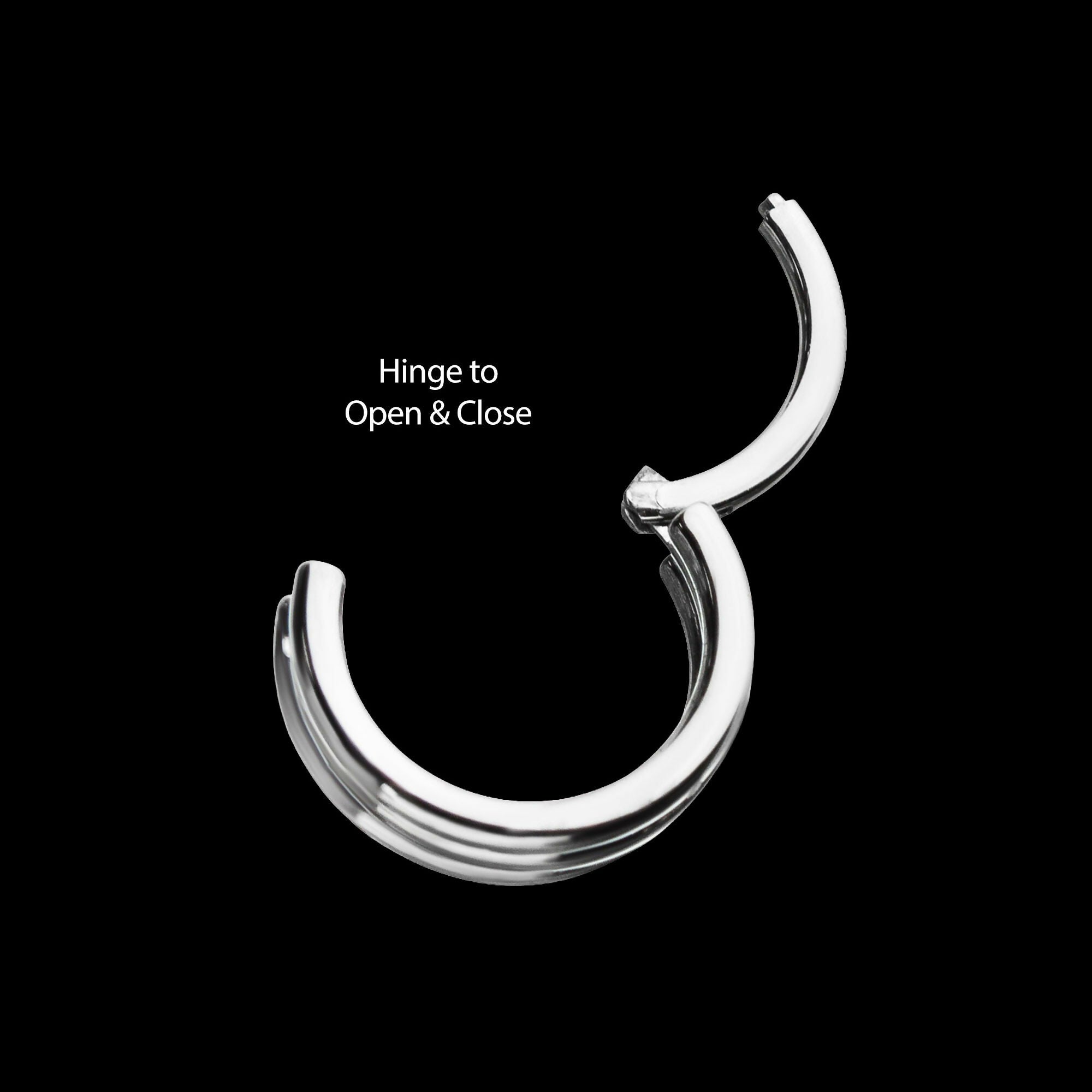 Triple Stack Design Side Facing Hinged Segment Clicker Hoop Earring / Nosering – Titanium