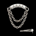 Titanium Threadless 5-Cluster Round AAA CZ Curved Bar Top with 2 Tier Dangle Chain