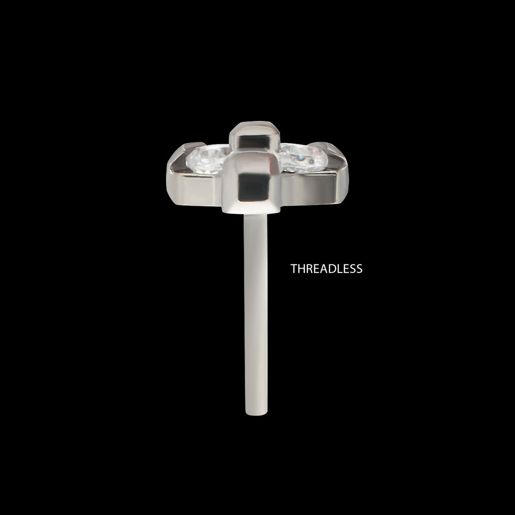 Titanium Threadless Petite Trinity Top with 1.2mm Prong Set Gem
