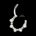 Clustered Prong Set 1mm and 2mm Round CZ Front Facing Hinged Segment Clicker Hoop Earring / Nosering – Titanium