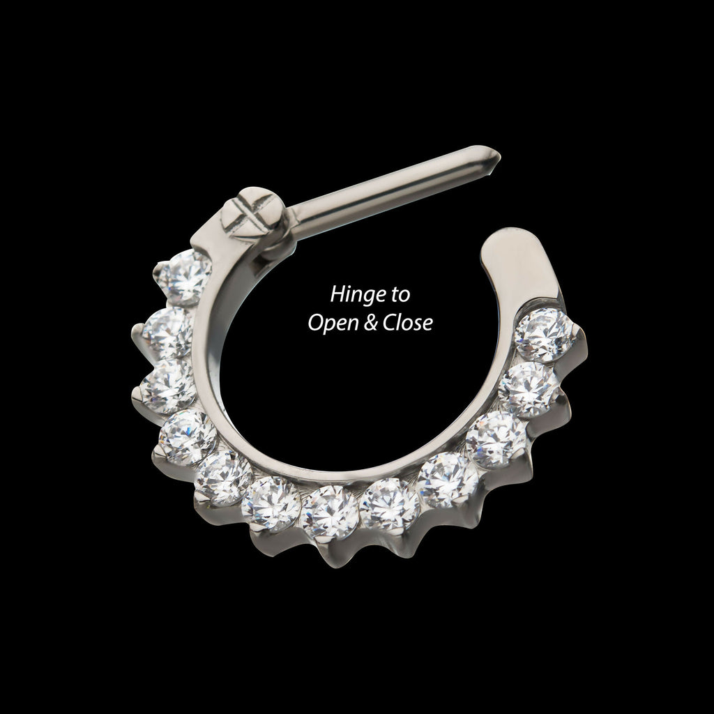 Titanium 12-Cluster CZ/Opal Septum Clickers