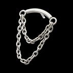 Titanium Threadless 2-Tier Dangle Chain Curved Bar Top
