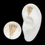 24Kt Gold PVD Titanium Threadless 5-Cluster Round AAA CZ Top with 5 Dangle Chains