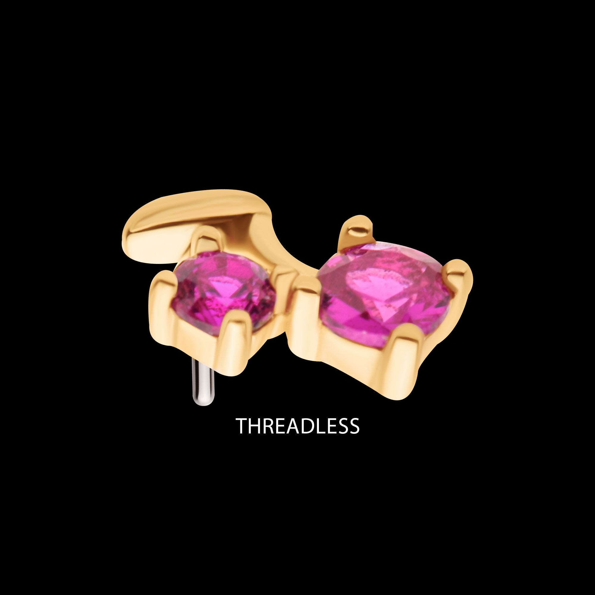 14Kt Yellow Gold Threadless with Prong Set Round CZ Cherry Top