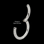 3 Row Pave Set 0.8mm Round Gem Hinged Segment Clicker Hoop Earring / Nosering – Titanium
