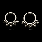 5 Cluster Trio Beads Front Facing Hinged Segment Clicker Hoop Earring / Nosering – Titanium
