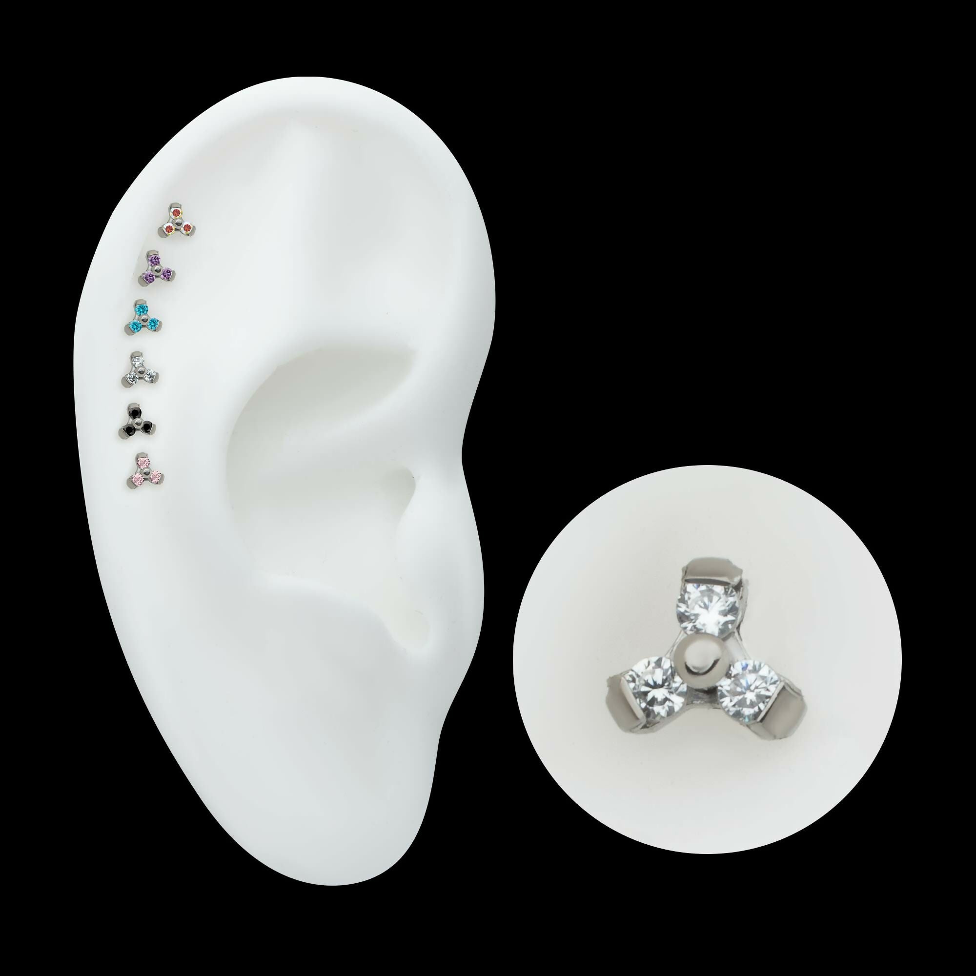 Titanium Threadless Petite Trinity Top with 1.2mm Prong Set Gem