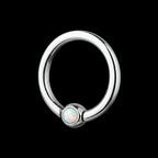 White Opal Hinged Segment Ring Earring / Nosering – Titanium