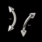 Internally Threaded Spike End Curved Barbell Earring / Nosering – Titanium
