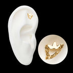 14Kt Yellow Gold Threadless Flower Top with 2 Dangling Chains