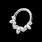 Clustered 3-Petal Flower Front Facing Hinged Segment Clicker Hoop Earring / Nosering – Titanium