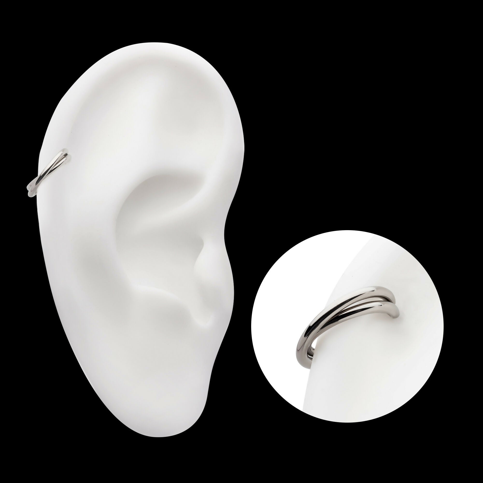 Double Hoop Side Facing Hinged Segment Clicker Earring / Nosering – Titanium
