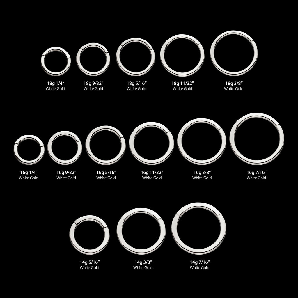 Basic Hinged Segment Clicker Hoop Earring / Nosering – 14Kt White Gold