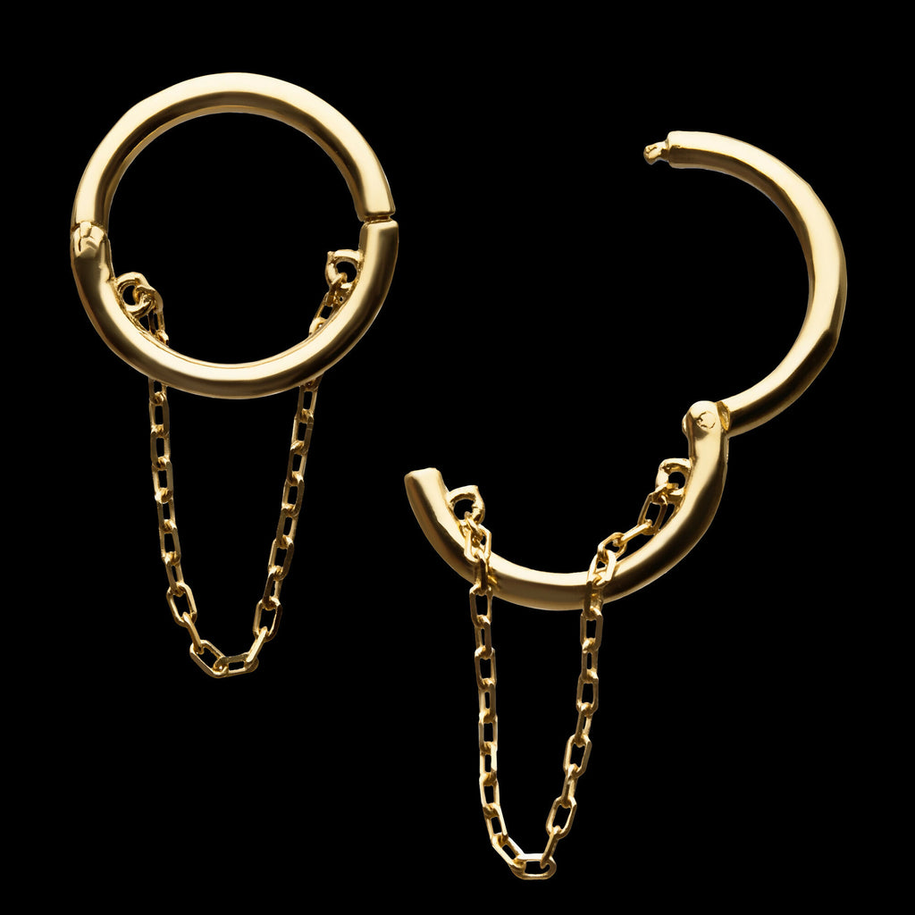 Chain Hinged Segment Clicker Hoop Earring / Nosering – 14Kt Yellow Gold