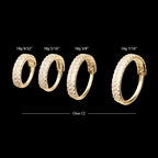 Double Row Pave Gem Side Facing Hinged Segment Clicker Hoop Earring / Nosering – 14Kt Yellow Gold