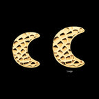 24Kt Gold PVD Titanium Threadless Hammered Crescent Moon Top