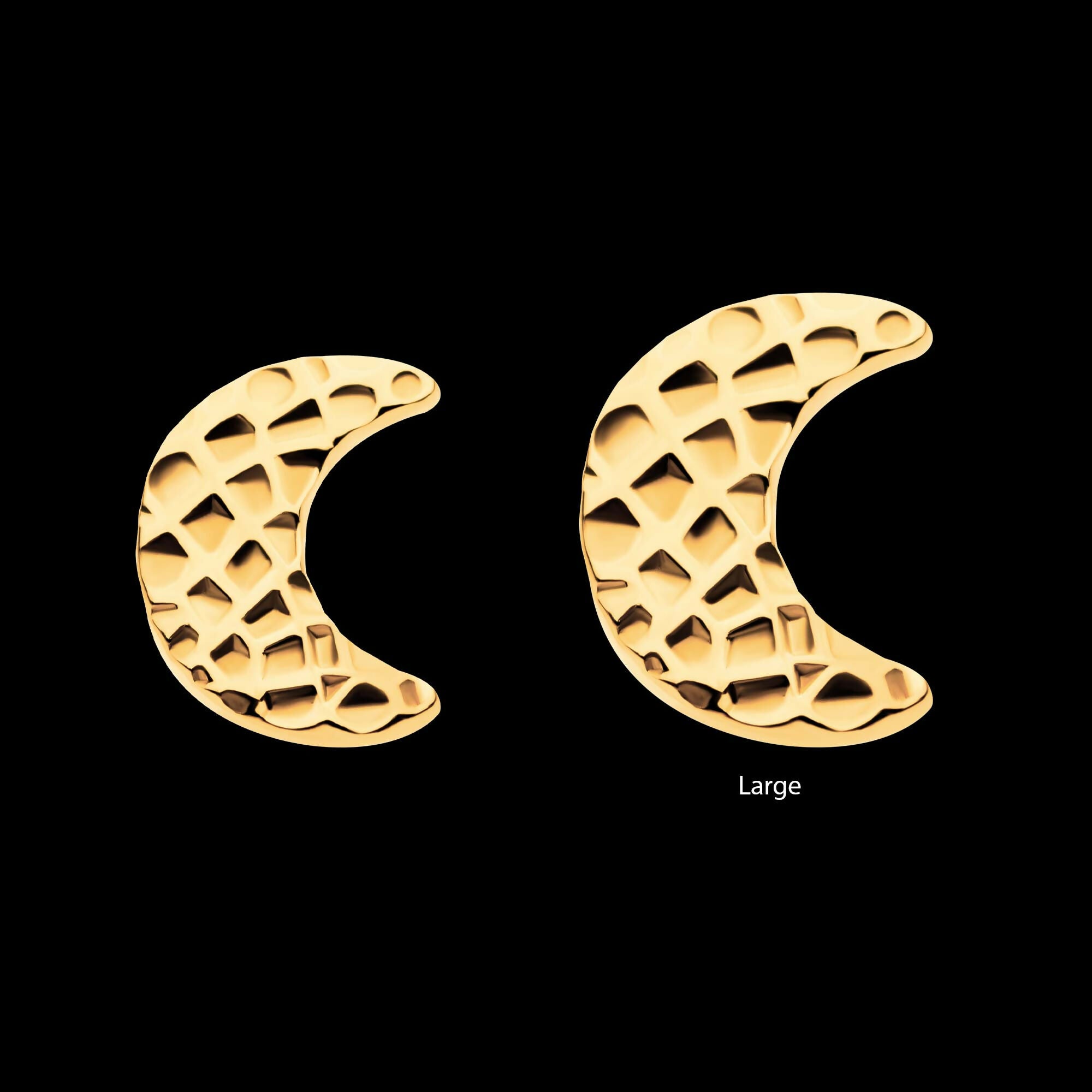 24Kt Gold PVD Titanium Threadless Hammered Crescent Moon Top