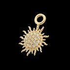 14Kt Yellow Gold Sunburst with Pave Set CZ Charm