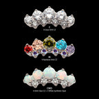 Titanium Threadless Prong Set Round CZ/Opal Terraced Cluster Top