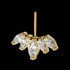 24Kt Gold PVD Titanium Threadless Vertical Helix V-Prong Marquise Fan 5-Cluster Top