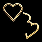 24Kt Gold PVD Titanium Heart Shape Hinged Segment Clicker Hoop Earring / Nosering