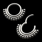 15-Beaded Classic Front Facing Hinged Segment Clicker Hoop Earring / Nosering – Titanium