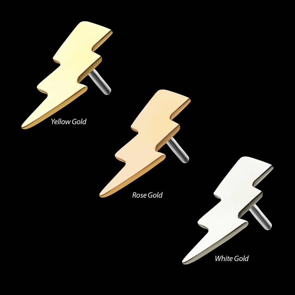 14kt Gold Threadless Lightning Bolt Top